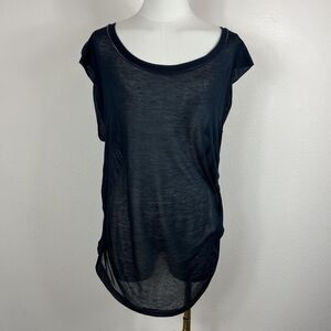 Inhabit Shirt Womens Medium Black Sheer Tunic Cotton Cashmere Slub Minimalist